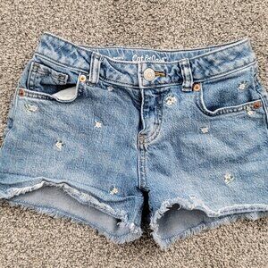 Girls Cat & Jack Blue Jean Shorts with Flowers Size 8